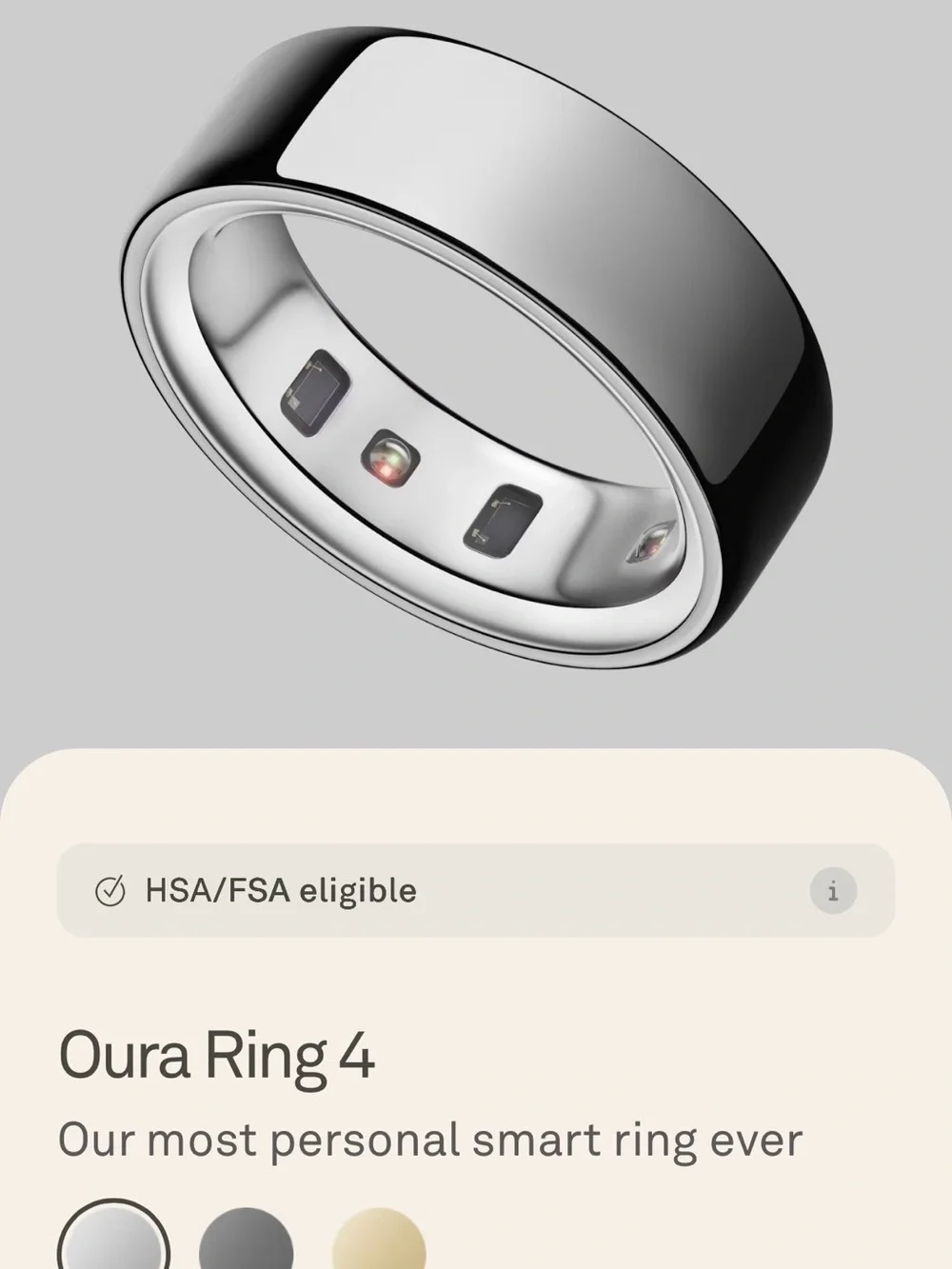 Oura Ring 4 Smart Ring - Silver Chrome Finish